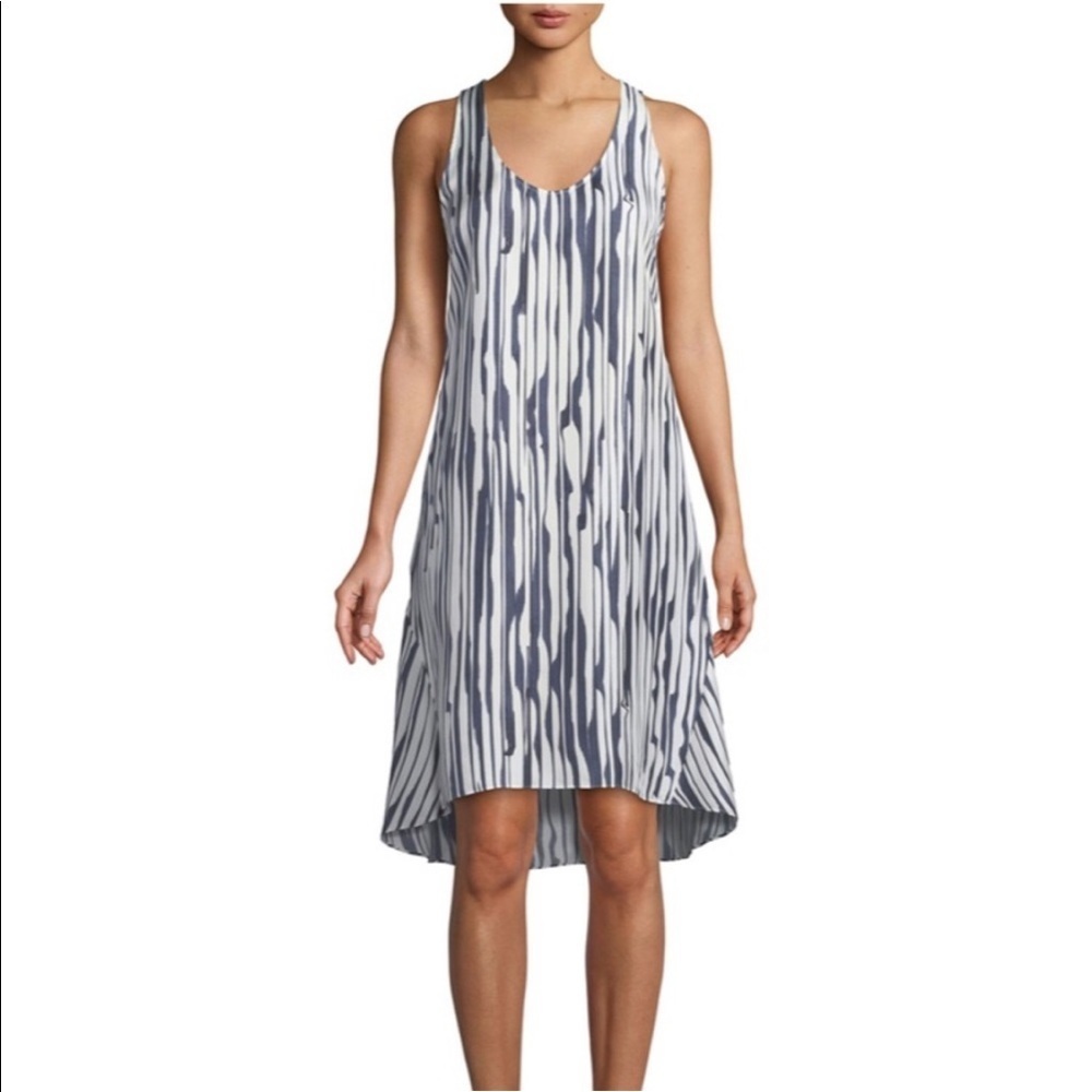 Theory Adlerdale Broken-Stripe Silk Twill Dress